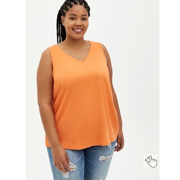 Torrid V-neck tank soft stretch challis orange size 2 - Picture 1 of 6